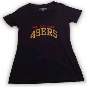 Kennedy Todd San Francisco 49ers v neck glitter spellout t-shirt Large